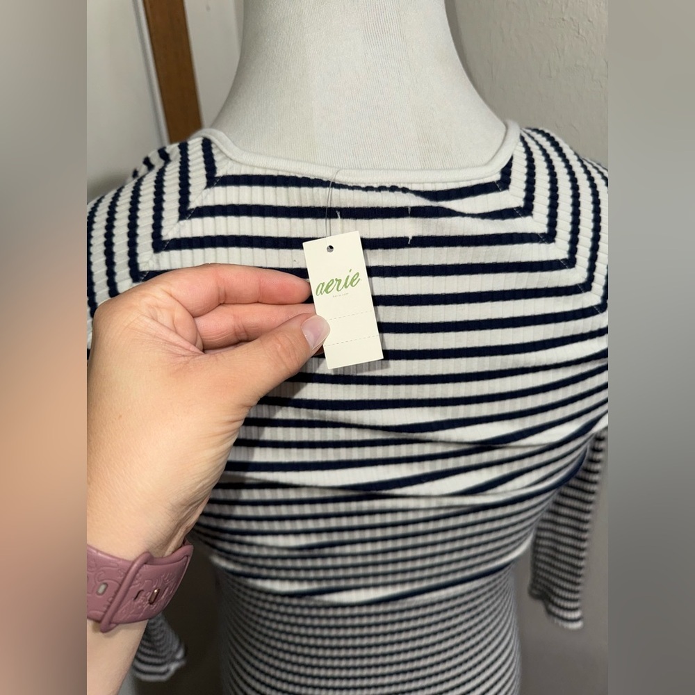 aerie Navy and White Striped Maxi Dress - Picture 8 of 11